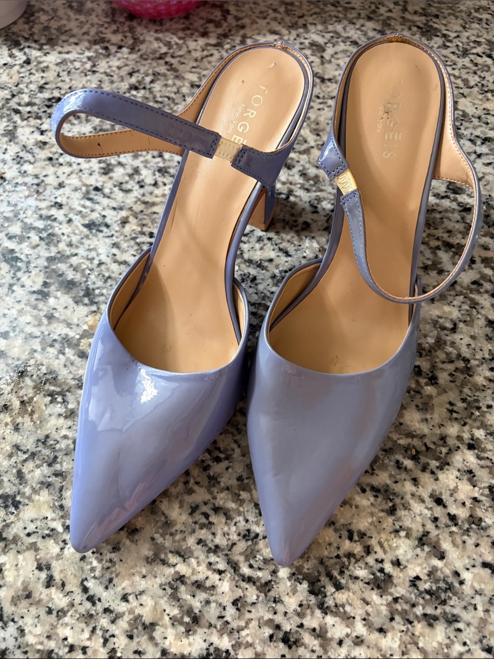 Forceful Lavender Patent Slingback Pointed Heels